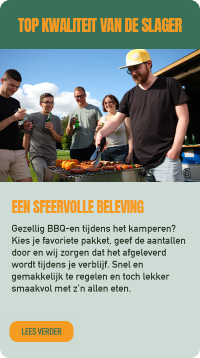 Kamperen en gebruik maken van een BBQ met lekker vlees, wij regelen het.